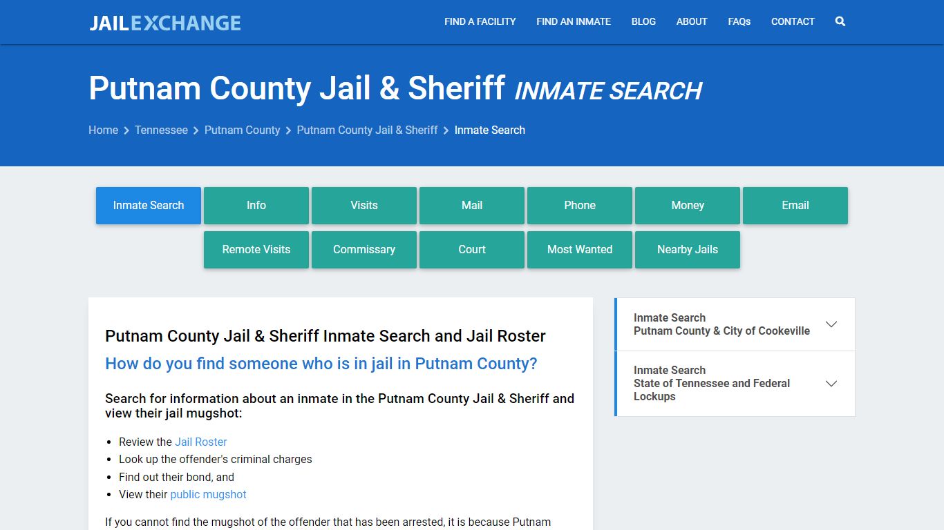 Inmate Search: Roster & Mugshots - Putnam County Jail & Sheriff, TN